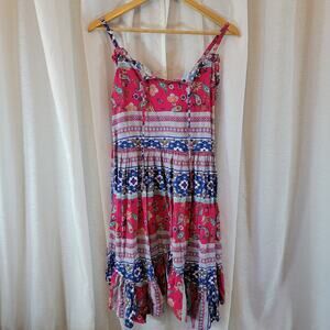 Wrangler Retro Boho Dress S Sleeveless Floral Paisley Tiered Festival Western